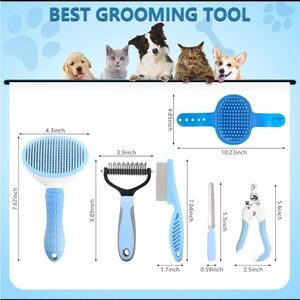 Blue Pet Grooming Tool Set